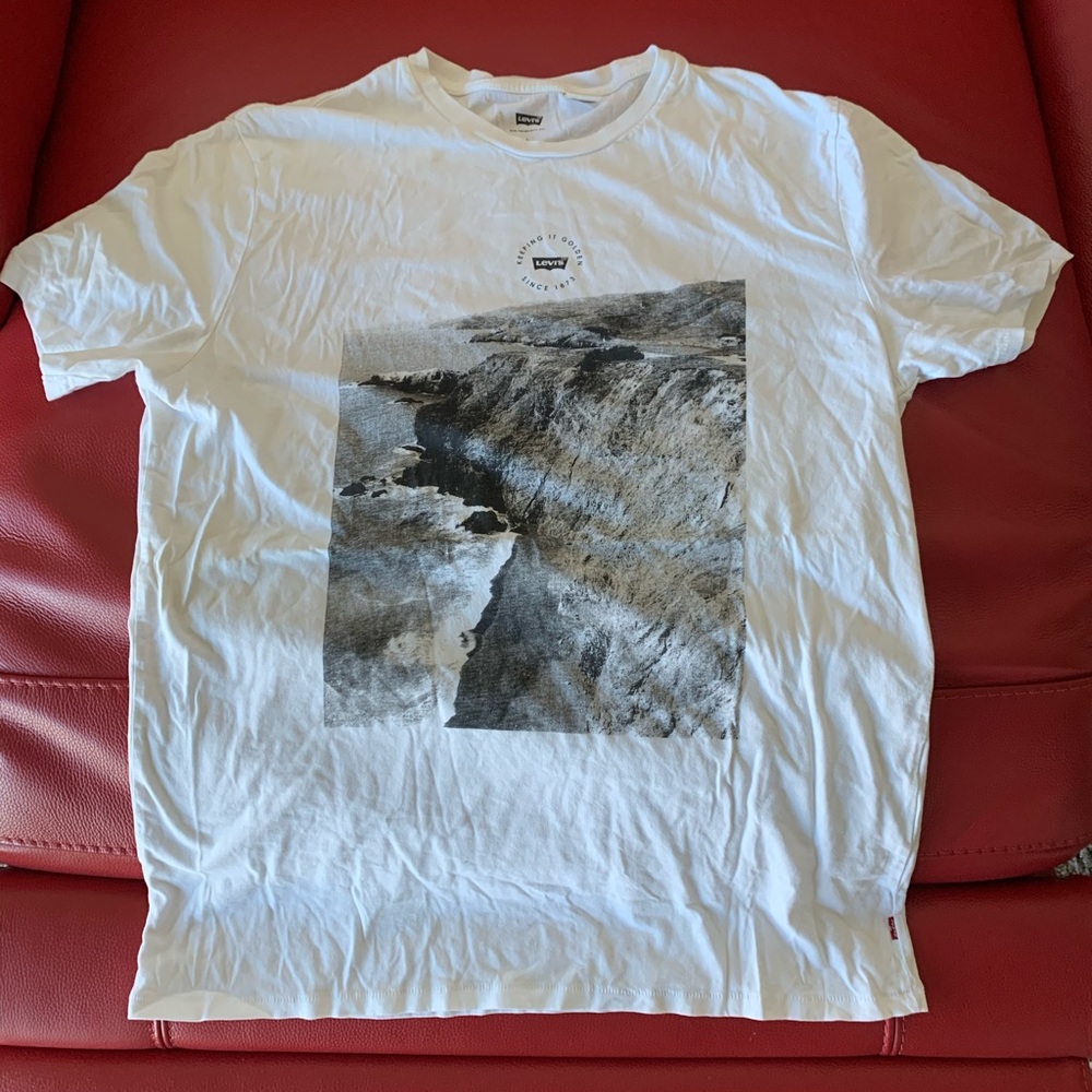 White Levi’s tee shirt, size large